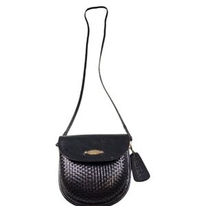 RUFRA Made In Italy Black Woven Small Purse Leather Gold Detail